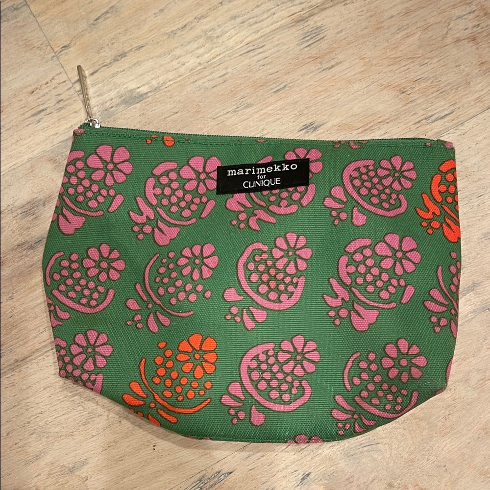 Marimekko Green and Pink Floral Pouch